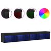 vidaXL TV Wall Cabinets with LED Strip Lights Panama 2 pcs Black Oak