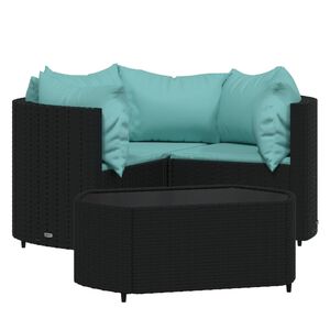vidaXL Patio Lounge Set Set of 4 Black PE rattan Medium