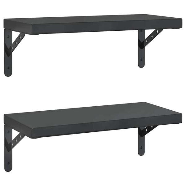vidaXL Wall Shelf Black Stainless Steel with a black coating Medium