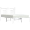 vidaXL Bed Frame White Powder-Coated Steel Full Bed Frame Rectangular