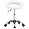 vidaXL Work Chair White Faux leather, Chrome steel Adjustable
