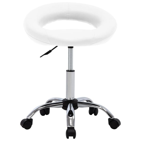 vidaXL Work Chair White Faux leather, Chrome steel Adjustable