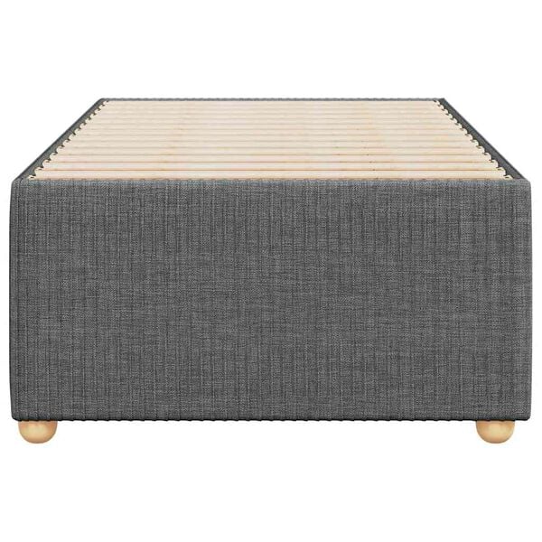 vidaXL Bed Frame Dark Grey Polyester, Plywood, Engineered Wood Twin