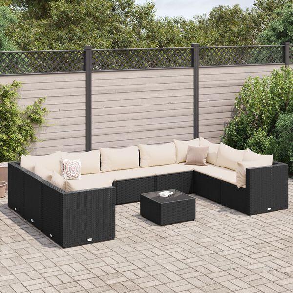 vidaXL Patio Lounge Set Black, Cream White