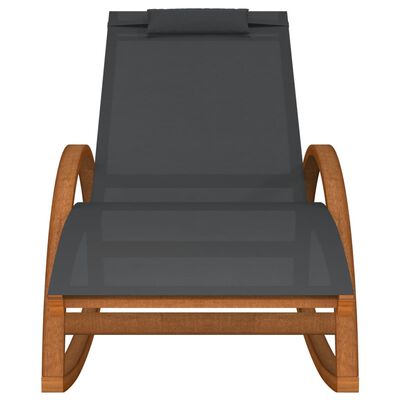 vidaXL Rocking Chair Gray Textilene and Solid Wood Poplar