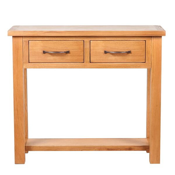 vidaXL Console Table Brown Solid Oak Wood Compact Storage
