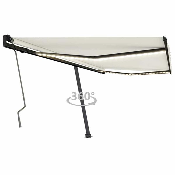 vidaXL Retractable Awning Cream 100% polyester with PU coating