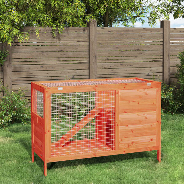 vidaXL Rabbit Hutch Brown Solid pine wood Standard Durable
