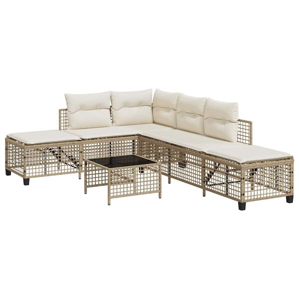 vidaXL Garden Sofa Set Beige, Cream White