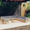 vidaXL Garden Lounge Set Gray Solid pinewood, fabric (100% polyester)