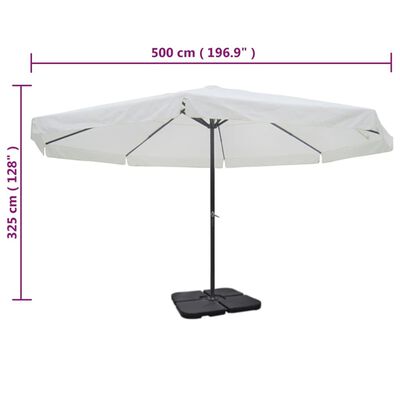 Aluminum Umbrella with Portable Base White