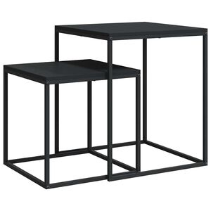 vidaXL Coffee Table Set Set of 2 Black Engineered wood, Iron 2 pcs