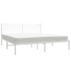 vidaXL Bed Frame White Powder-coated steel King Bed Frame Rectangular
