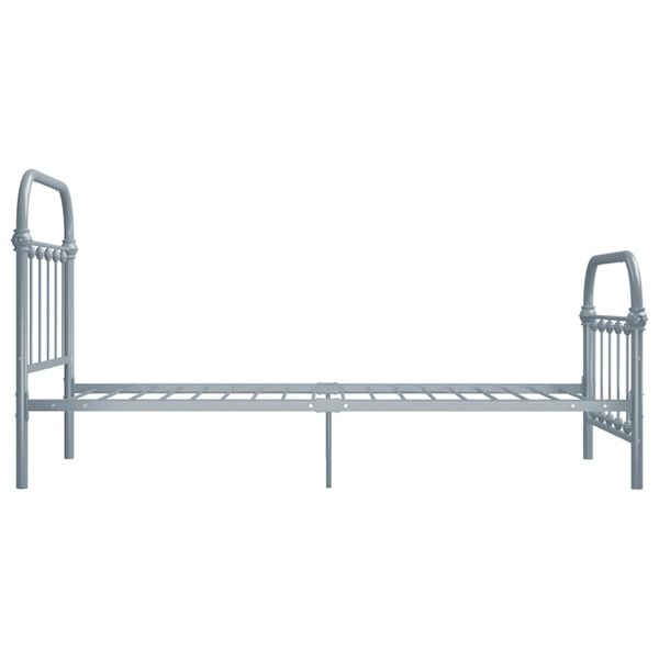 vidaXL Bed Frame Gray Metal 39 x 79 in Durable Bed Frame Rectangular