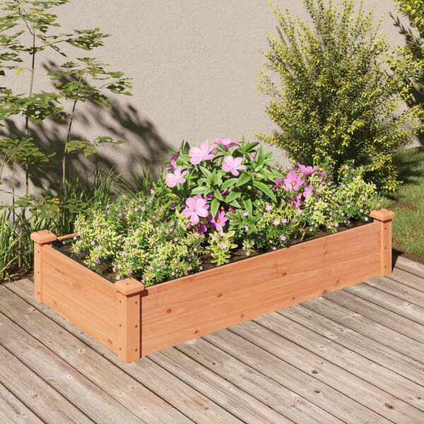 vidaXL Garden Raised Bed Brown Solid fir wood, Non-woven fabric