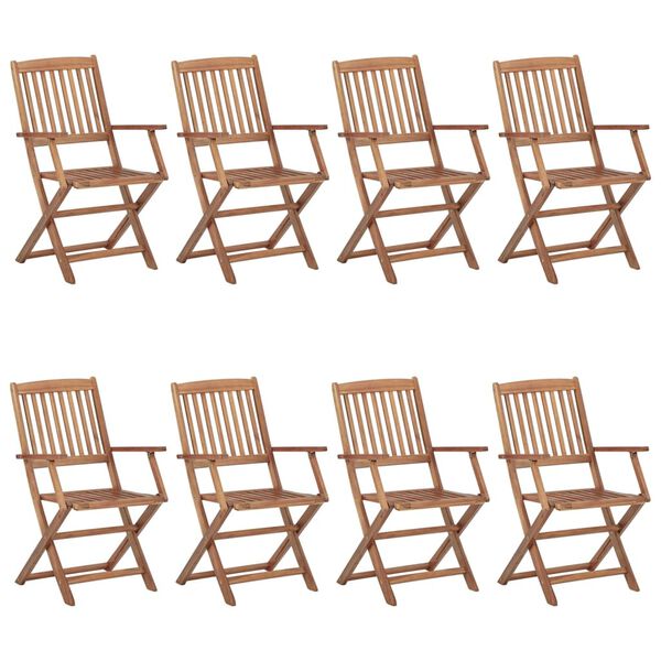 vidaXL Folding Patio Chairs 8 pcs with Cushions Solid Acacia Wood (2x313602+2x314891)
