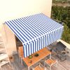 vidaXL Manual Retractable Awning with Blind 13.1'x9.8' Blue&White