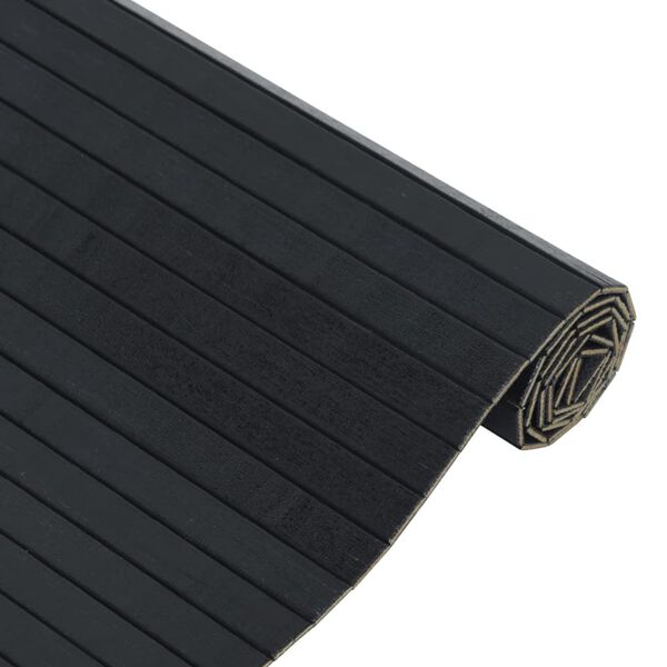 vidaXL Rug Black Bamboo, Polypropylene 39.4 x 196.9 in Non-slip Rug
