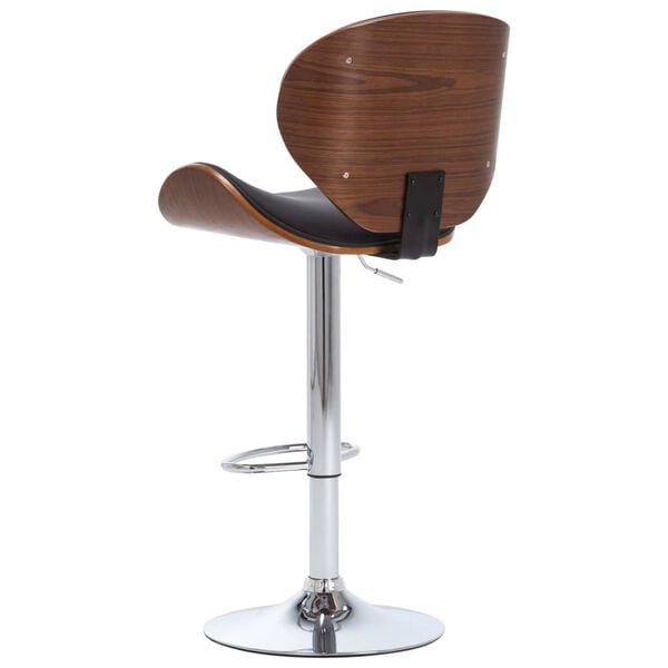 vidaXL Bar Chair Black Faux leather, chrome metal, bent wood Adjustable