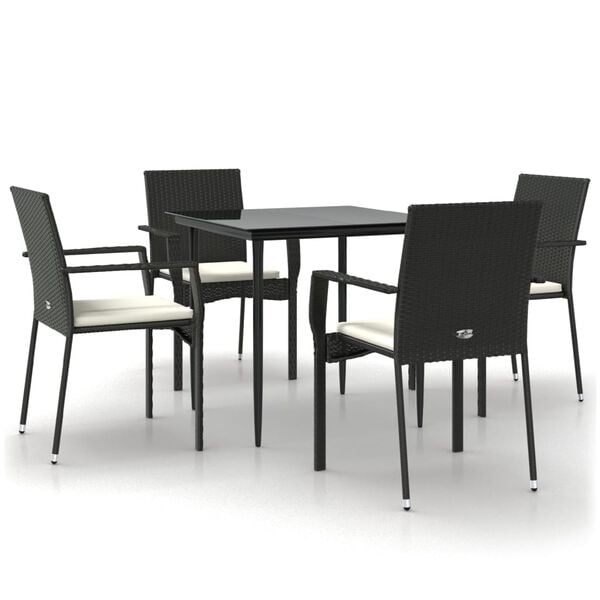 vidaXL Garden Dining Set Black PE Rattan Standard Modular