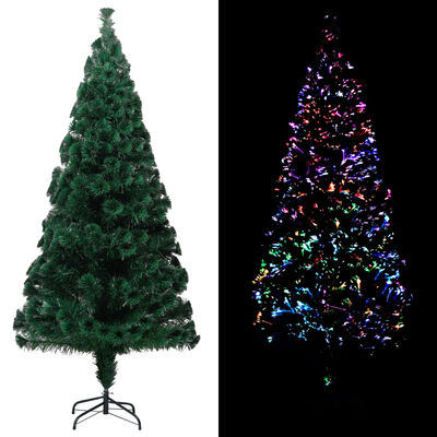 vidaXL Artificial Christmas Tree with Stand Green 7 ft Fiber Optic