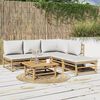 vidaXL Garden Lounge Set Light gray Bamboo, Fabric (100% polyester)