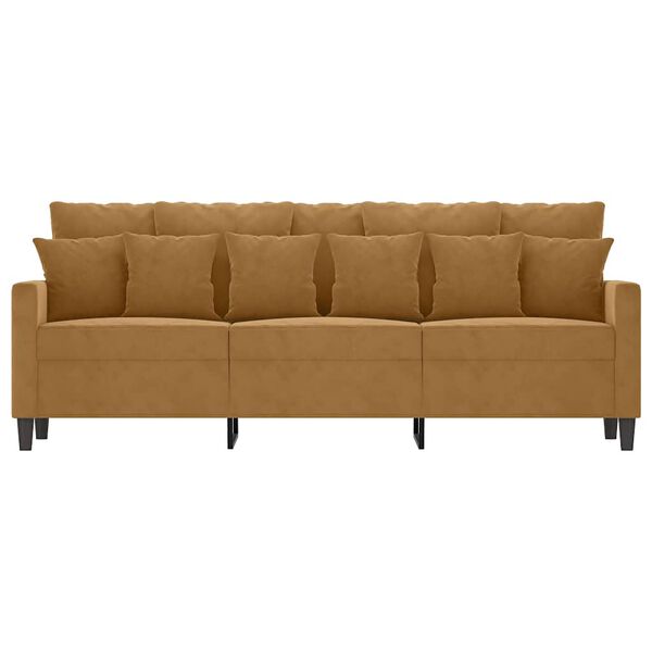 vidaXL 3-seater Sofa Brown Velvet (100% polyester), Metal, Textilene