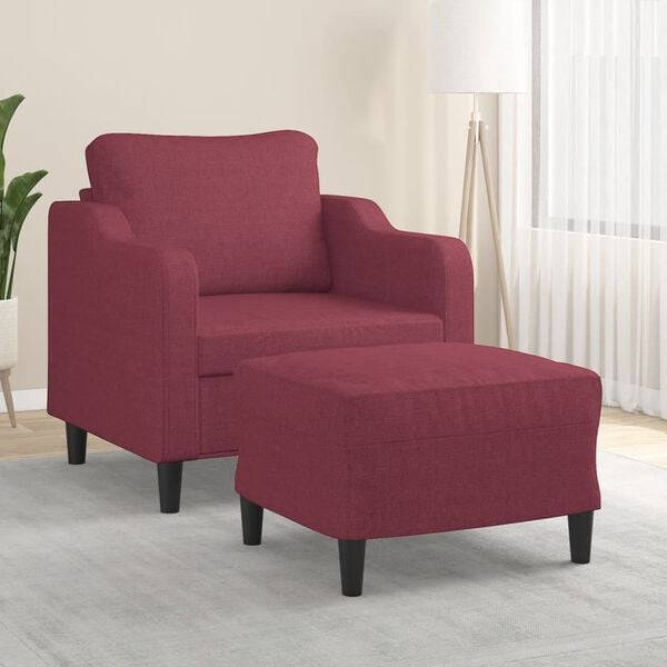 vidaXL Sofa Chair With Footstool Wine Red