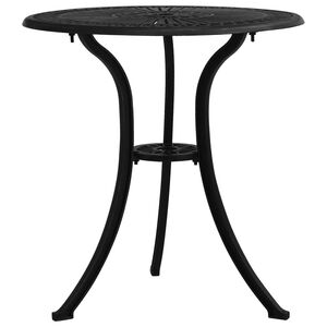 vidaXL Garden Table Black Cast Aluminum Medium Decorative Inlays