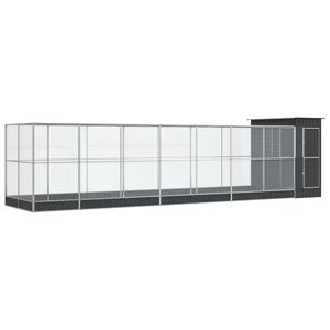vidaXL Aviary Silver Galvanized Steel Large Durable Rectangular
