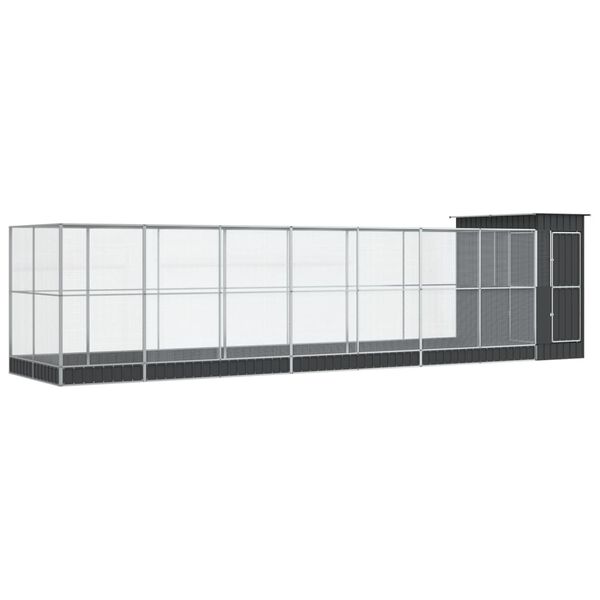 vidaXL Aviary Silver Galvanized Steel Large Durable Rectangular