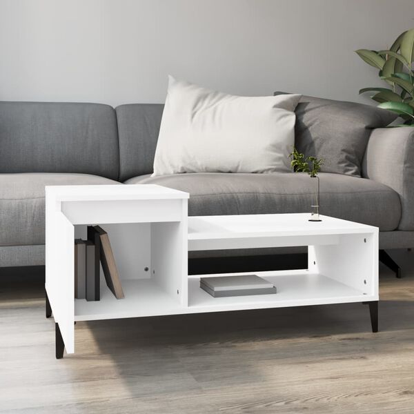 vidaXL Coffee Table White Engineered wood, metal 39.4x19.7x17.7 in