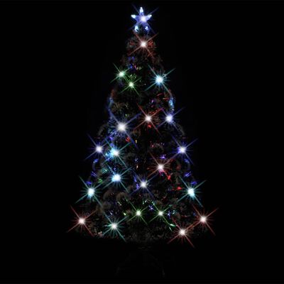 vidaXL Christmas Tree with LEDs Green and White 5 ft Fiber Optic
