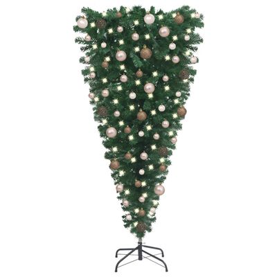 vidaXL Upside-down Artificial Christmas Tree with LEDs&Ball Set 59.1"