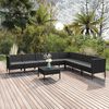 vidaXL Garden Lounge Set Black PE rattan, powder-coated steel, polyester