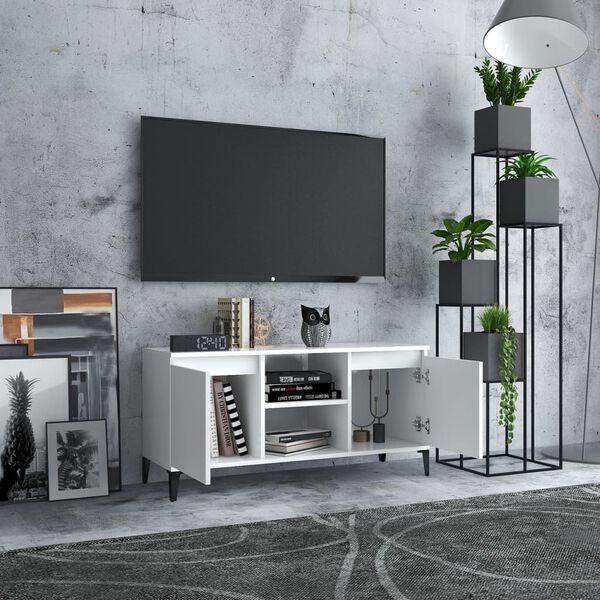 vidaXL TV Cabinet White Engineered wood, Metal Medium TV Cabinet