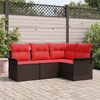 vidaXL Garden Sofa Set with Cushion Brown Poly Rattan