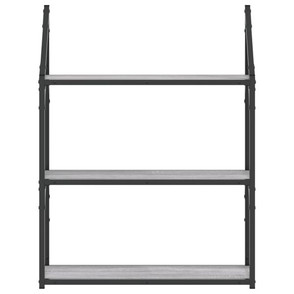 vidaXL Floating Wall Shelf Grey sonoma Engineered wood, steel