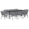 vidaXL Garden Dining Set with Cushion 9 pcs Grey Powder-Coated Steel