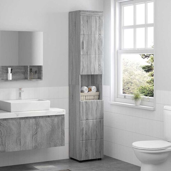 vidaXL Bathroom Cabinet Set TULUM Grey Sonoma 14.57 x 12.40 x 79.92 in