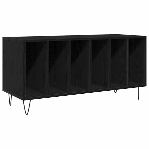 vidaXL Record Cabinet with Shelf Black Oak 39.37 x 14.96 x 18.90 in