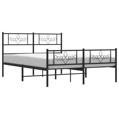 vidaXL Metal Bed Frame with Headboard and Footboard Black 53.1"x74.8"