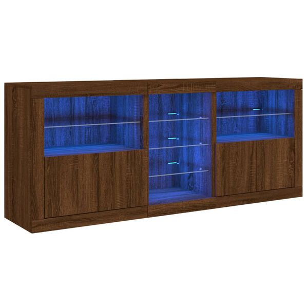 vidaXL Sideboard Brown oak Engineered wood, glass Large Sideboard