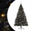 vidaXL Artificial Pre-lit Christmas Tree with 300 LEDs Black 94.5" PVC