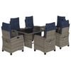 vidaXL Garden Dining Set Grey, Navy Blue