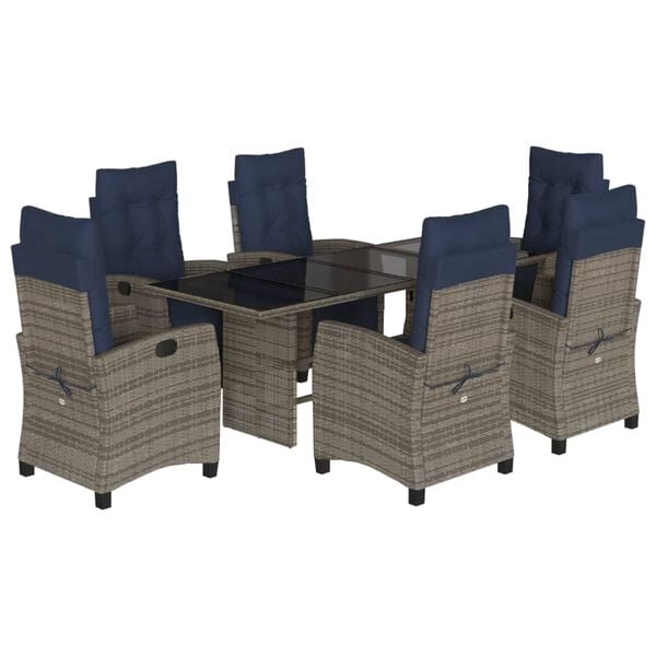 vidaXL Garden Dining Set Grey, Navy Blue