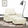 vidaXL Sofa Chair with Footstool Cream 23.6" Velvet