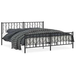 vidaXL Bed Frame Black Powder-Coated Steel Double Bed Frame