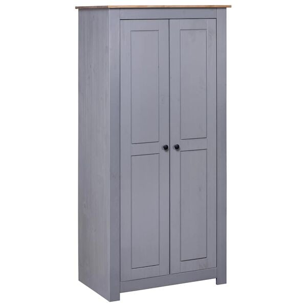 vidaXL Wardrobe Gray Solid pine wood Compact Wardrobe Rectangular
