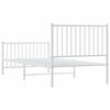 vidaXL Bed Frame White Powder-Coated Steel Single Bed Frame